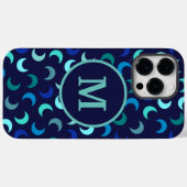 Monogram Blue New Moon Pattern Case-Mate iPhone Case (Achterkant (horizontaal))