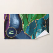 Monogram Blue Paars Green Agate Gold Glitter Bad Handdoek (Handdoek)