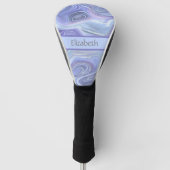 Monogram Blue Paars Silver Glitter Agate Marble Golfheadcover (Voorkant)