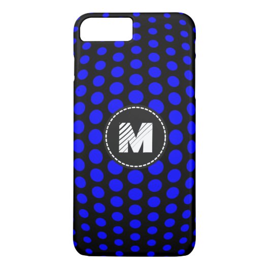Monogram Blue Polka Dots Pattern Case-Mate iPhone Case (Achterkant)
