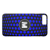 Monogram Blue Polka Dots Pattern Case-Mate iPhone Case (Achterkant (Horizontaal))