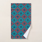 Monogram Blue Red Pattern Persoonlijke naam Bad Handdoek (Handdoek)