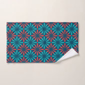Monogram Blue Red Pattern Persoonlijke naam Bad Handdoek (Handdoek)