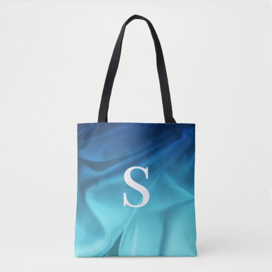 Monogram Blue Satin Draagtas (Voorkant)