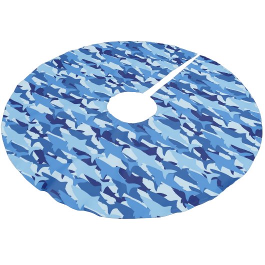 Monogram Blue Shark Pattern Kerstboom Rok (Gekanteld)