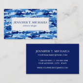 Monogram Blue Shark Pattern Visitekaartje (Voorkant / Achterkant)