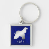 Monogram Blue Silver Afghan Hound Sleutelhanger (Voorkant)