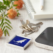 Monogram Blue Silver Golden Retriever Sleutelhanger (Zijkant)