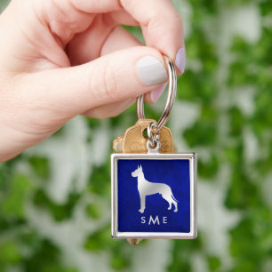 Monogram Blue Silver Great Dane Sleutelhanger