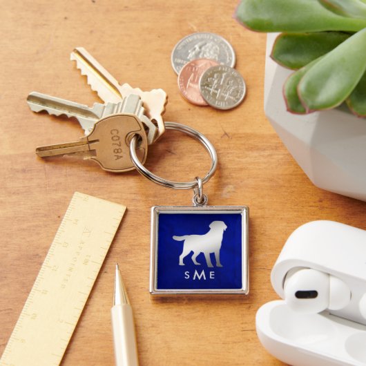 Monogram Blue Silver Labrador Retriever Sleutelhanger (Bureau)
