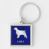 Monogram Blue Silver Spaniel Dog Sleutelhanger (Voorkant)
