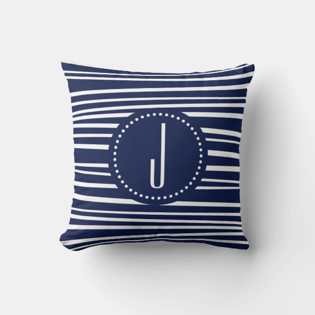 Monogram Blue Stripe Sierkussen (Voorkant)