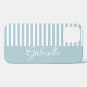 MONOGRAM BLUE STRIPED iPHONE CASE (Achterkant (horizontaal))
