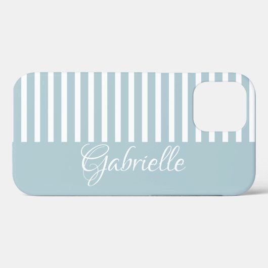 MONOGRAM BLUE STRIPED iPHONE CASE (Achterkant (horizontaal))