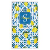 Monogram Blue Tile French Country Lemon Pattern  Klein Cadeauzakje (Achterkant)