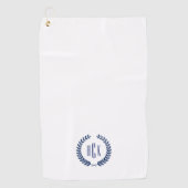 Monogram Blue Tones Laurel Wreath Golfhanddoek (Voorkant)