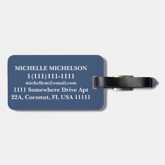 Monogram Blue Tritone Striped Bagagelabel (Achterkant horizontaal)