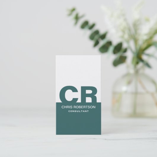 Monogram Blue White Consultant Visitekaartje (Staand voorkant)