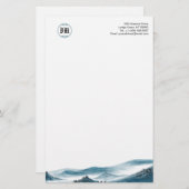 Monogram Blue White Mountain-Uitzicht Briefpapier (Voorkant / Achterkant)