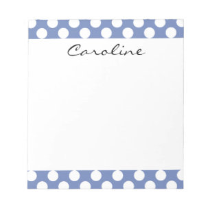 Monogram Blue White Trendy Fun Polka Dot Pattern Notitieblok