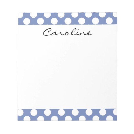 Monogram Blue White Trendy Fun Polka Dot Pattern Notitieblok (Voorkant)