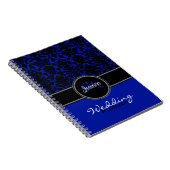 Monogram Blue White White Damask Wedding Planner Notitieboek (Rechterzijde)