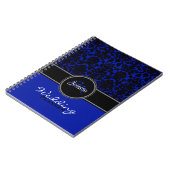 Monogram Blue White White Damask Wedding Planner Notitieboek (Linkerzijde)