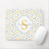 Monogram Blue Yellow & Grey Pattern Mousepad Muismat (Met muis)