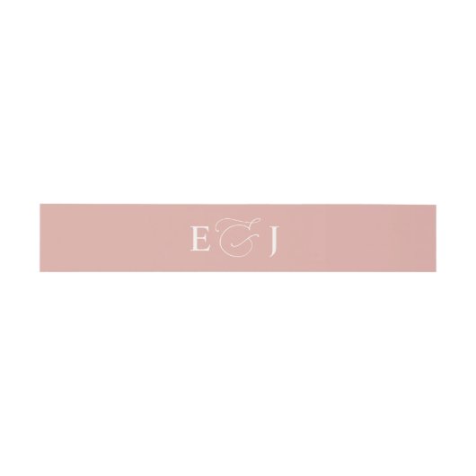 Monogram Blush Bruiloft Uitnodigingen Wikkel (Vlak)