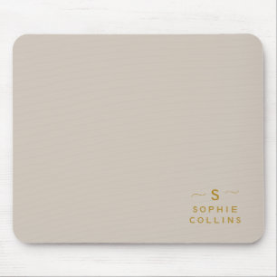 Monogram Blush Cream Gold Minimalistische Elegante Muismat