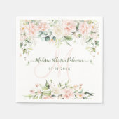 Monogram Blush Cream Rozen Eucalyptus Alle gebeurt Servet (Voorkant)