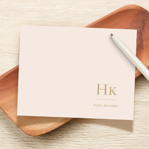 Monogram Blush Eenvoudige Vrouwelijke Sociale Note Notitiekaartje