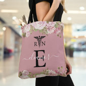 Monogram Blush Floral Registered Nurse Afstuderen Draagtas