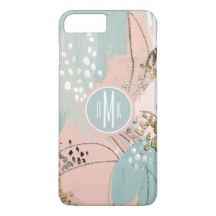 Monogram   Blush & Gold I iPhone 8 Plus / 7 Plus Hoesje