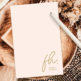 Monogram Blush Modern Chic Script Social Notecard Notitiekaartje