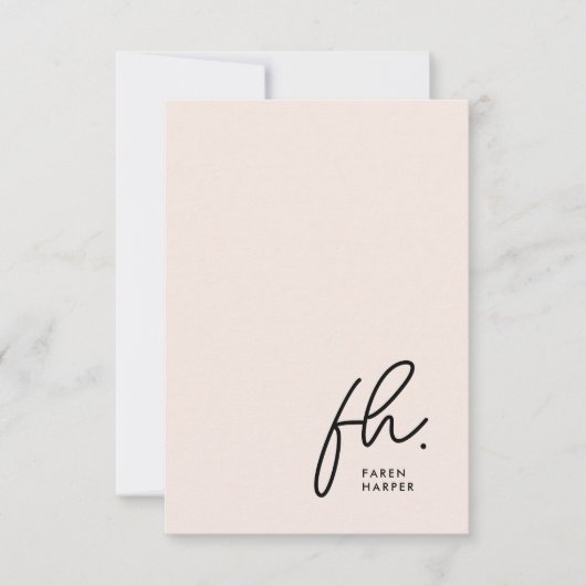 Monogram Blush Moderne Chic Script Carte pour note (Devant)