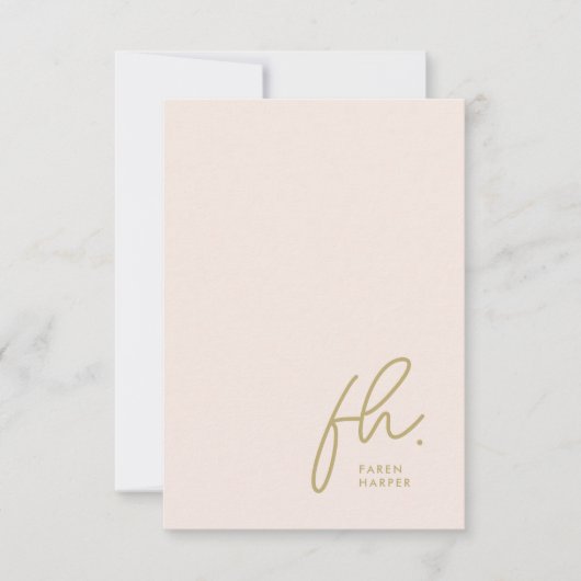 Monogram Blush Moderne Chic Script Carte pour note (Devant)
