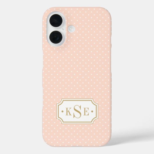 Monogram Blush Pink and Gold Elegant Stippen Case-Mate iPhone Case (Achterkant)