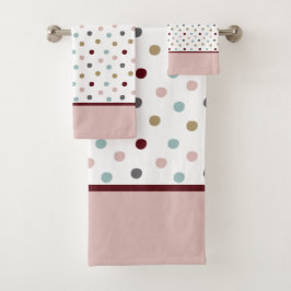 Monogram Blush Pink & Blue, Gold, Red Polka Dots Bad Handdoek