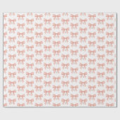 Monogram Blush Pink Bow Watercolor Cadeaupapier (Vlak)