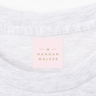 Monogram Blush Pink Elegant Chic Gold Cloding Labels