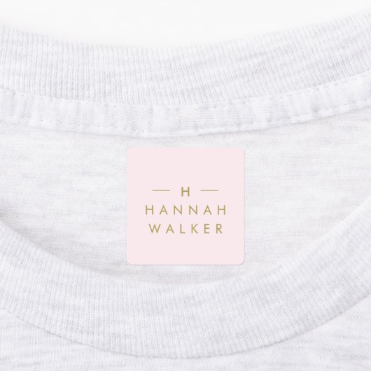 Monogram Blush Pink | Elegant Chic Gold Cloding Labels (Aangebracht)