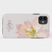 Monogram Blush Pink Elegant Floral Waterverf Case-Mate iPhone Case (Achterkant (horizontaal))