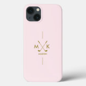 Monogram Blush Pink | Elegant Gold Golf Club-logo Case-Mate iPhone Case (Achterkant)