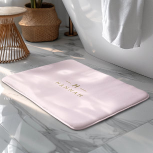Monogram Blush Pink Elegant Gold Minimalist Badmat