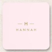Monogram Blush Pink | Elegant Gold Minimalist Bier Onderzetter (Voorkant)