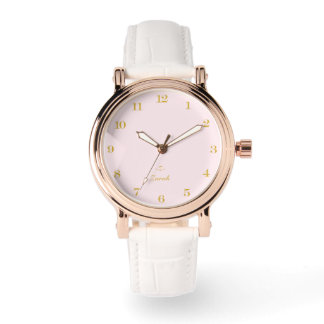 Monogram Blush Pink | Elegant Gold Minimalist  Horloge
