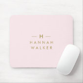 Monogram Blush Pink | Elegant Gold Minimalist Muismat (Met muis)