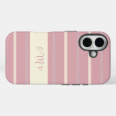 Monogram Blush Pink en Cream Stripe Pattern Case-Mate iPhone Case (Achterkant (horizontaal))