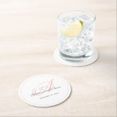 Monogram Blush Pink en White Ronde Kartonnen Onderzetter (Insitu)